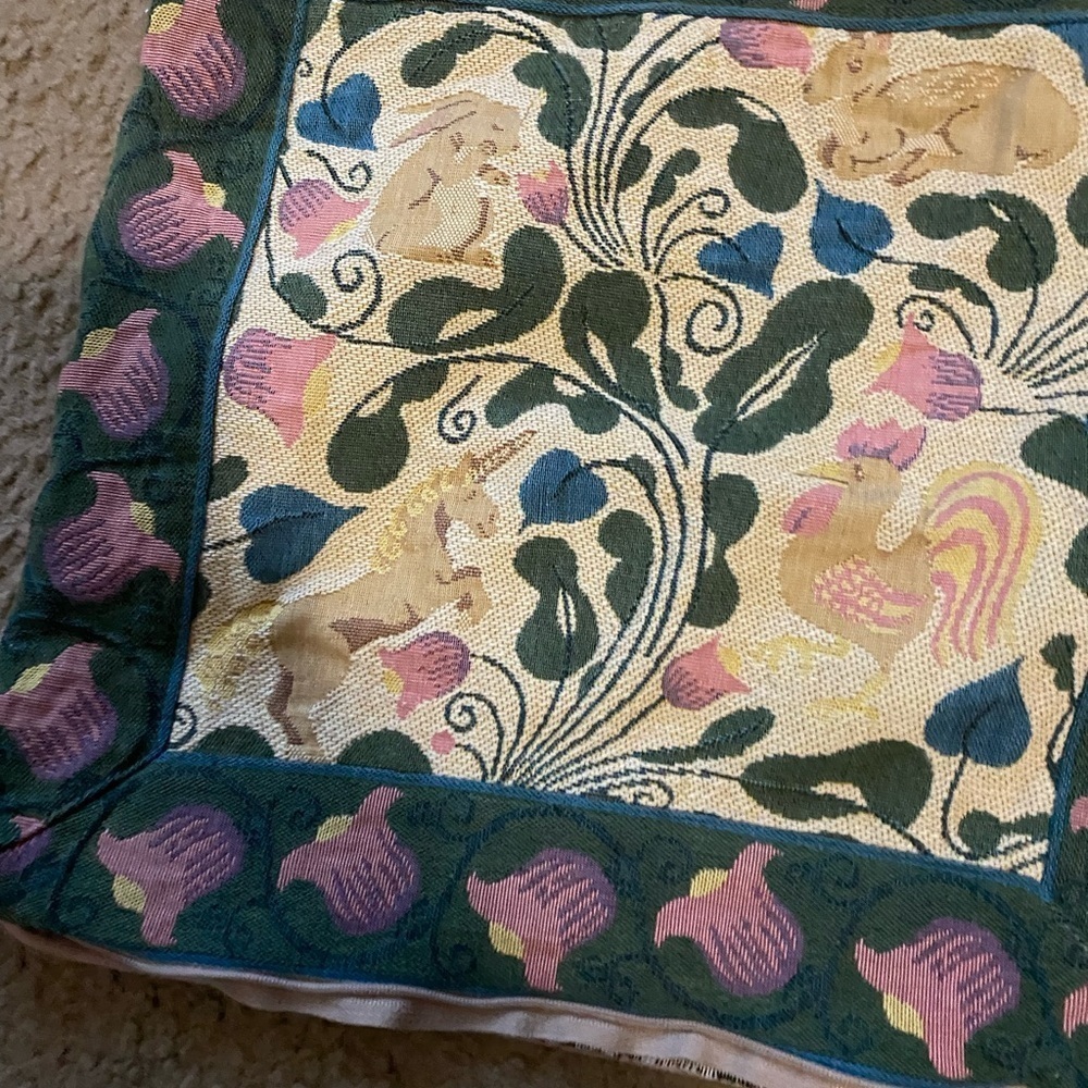 Vintage Decor France 2 Floral Rabbit Unicorn Embroidered Tapestry Pillow Shams - Picture 16 of 16